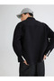 Black Loose Fit Men's Gabardine Shirt Jacket - 2