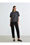 Anthracite Crew Neck Oversized Women's T-Shirt - 4