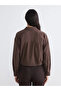 Brown Lace-Up Oversized Women's Shirt - 4
