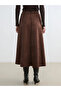 Brown Elastic Waist Suede Look Skirt