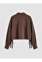 Brown Lace-Up Oversized Women's Shirt