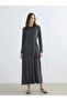 Gray crew neck tie dress