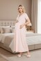 New Season Women's Powder Buttoned V-Neck Summer Special Design 100% Cotton Maternity Nightgown - 6