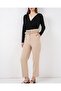 6556 Belted Fabric Trousers - Cream - 3