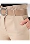6556 Belted Fabric Trousers - Cream - 7