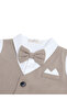 Infant Boys’ Waistcoat, Shirt & Bow Tie Mock Romper 2 Pc Set (Beige) - 4