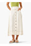 Midi Cotton Denim A-line Skirt with Button Detail - 2