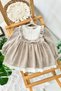 My Little One (9-24 Months) Vintage Lace Collar Cotton Ruffle Detailed Baby Girl Dress - Stone