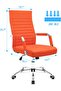 Furmax Ribbed Mid Back Office Chair, PU Leather, Adjustable Swivel - Orange - 3