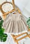 My Little One (9-24 Months) Vintage Lace Collar Cotton Ruffle Detailed Baby Girl Dress - Stone - 3