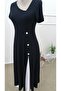 Women's Short Sleeve Asymmetrical Collar Button Detailed Midi Viscose Dress - 5