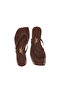 Women's Square Toe Flip-Flops Patent Leather Brown Stylish Daily Slippers - 2