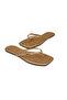Women's Square Toe Crocodile Flip-Flops with Gold Logo, Stylish Daily Slippers - 3