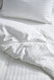 Double Cotton - Satin 210 Tc (83 Thread) Striped Duvet Cover Set White - 2