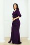 Glittery Fish Model Flywheel Detailed Evening Dress - Patlican Purple - 6