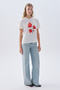 Women's Off-White Printed Crew Neck T-Shirt - 3