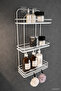 Lifetime Stainless Adhesive Flat Bathroom Organizer Shampoo Holder Shower Shelf White with 2 Washcloth Hooks - 5