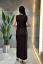Atlas Fabric Bow and Stone Classic Dress - Brown - 5