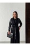 Leather Stone-Embellished Jacket and Long Dress Set - 2