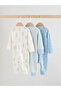 100% Organic Cotton Blue Bear Patterned Double Zipper Footless 3-Piece Sleeping Bag Set Alyw51013 - 2