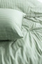 Double Cotton - Satin 210 Tc (83 Thread) Striped Duvet Cover Set Green - 2