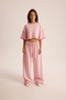 Block With Pique Detail Pink Cropped Tracksuit Set - 2