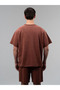 Boxing Heritage Oversize Open Collar Dark Brown Men's T-Shirt - 4