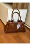 Faux Leather Three-Compartment Women's Hand and Shoulder Bag