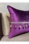Woven Velvet Atlas Purple with Beads and Tassels 43X43 Square - 6