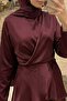 Burgundy Flared Sleeve Satin Set - 5