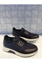 Ay 603 Navy Blue Genuine Leather Orthopedic Rubber Laced Casual Sports Shoes - 6