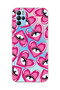 General Mobile Gm 21 Pro Compatible Pink Heart Eye Pattern Transparent Phone Case