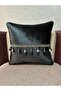 Woven Velvet Atlas Black Beaded Tassel 43X43 Square - 2