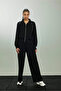 D7128Axbk81 Black Wide Leg Standard Length Modal Sports Pants - 2
