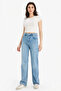 E4269Axnm39 Blue 90's Wide Leg High Waist Long Jeans Washed Trousers - 2