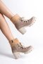 Emma lace-up zippered orthopedic heeled suede women's boot with fur detail - nude - 3