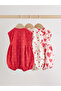 100% Organic Cotton Red Color Heart Patterned 3-Piece Romper Jumpsuit Set Alyw60527 - 4