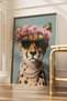 Wooden Framed Painting, Maximalist Floral Crowned Cheetah Design, Colorful and Modern Wall Art - 3