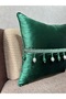 Woven Velvet Atlas Emerald Green Beaded Tassel 43X43 Square - 5