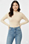 Women's Beige Color Finger Detailed Bodysuit - 2