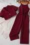 Burgundy Jumpsuit Pants Jacket Summer Woven - 2