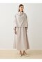 Wrinkle Effect Blouse & Skirt Two-Piece Set with Tie-Back Collar Detail - Stone - - Exclusive - 2