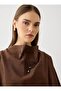 Wrinkle Effect Blouse & Skirt Set with Tie Detail at the Collar - Brown - - Exclusive - 6