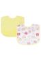 Teddy Bear Printed 2-Piece Bib - Ecru