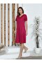 Imissi Lace V-Neck Nightgown Pajama Set - Red - 3