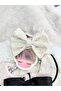Glittery Cream Bowknot Tweed Jacket and Skirt Set with Bag and Buckle - 4