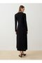 Sandy Fabric Draped Detailed Buckle Hijab Dress - Black - - 5