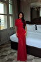 Red Shannon Ruched Detail Long Dress ATE-4131 - 2