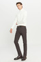 Cotton Slim Fit Slim Cut Side Pocket Dobby Stretchy Casual Brown Trousers - 3