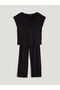 M&B Collection Black V-Neck Tulle Detail Women's Pajamas Set - 6